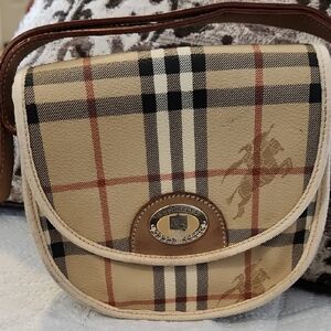 Burberry Beige and Black Checkered Crossbody Bag